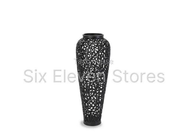 Black Cast Lattice Vase