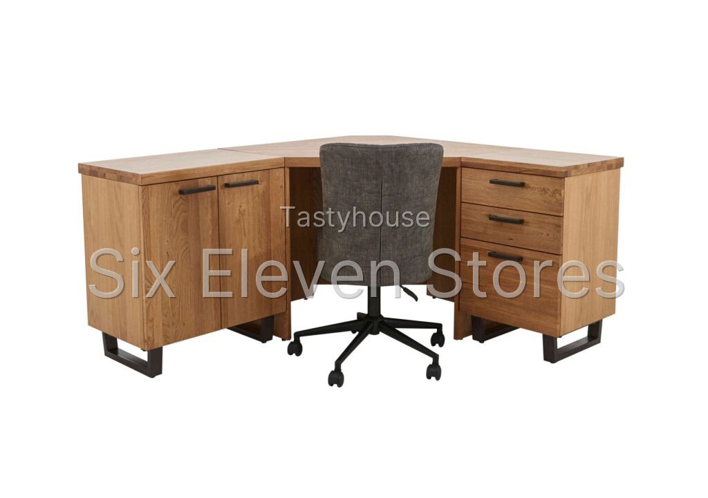 Earth Corner Desk, Filing Cabinet, 2 Door Storage Unit and Office Chair