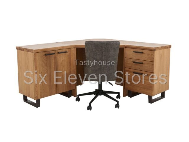 Earth Corner Desk, Filing Cabinet, 2 Door Storage Unit and Office Chair