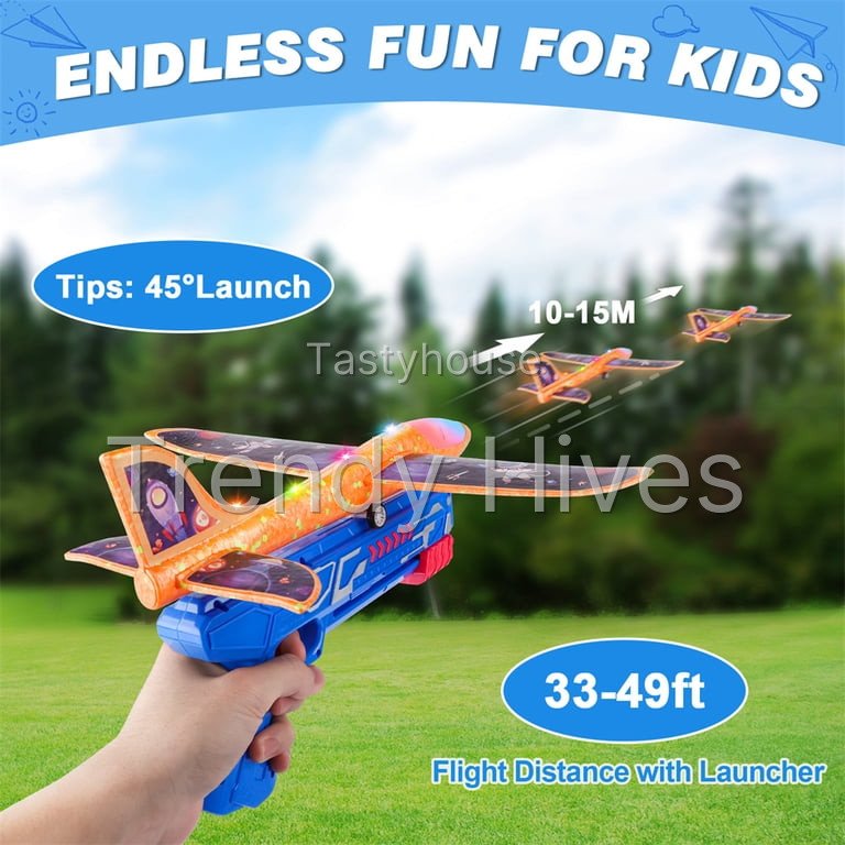 Growsly 4 Pack Catapult Airplane Glider Toy