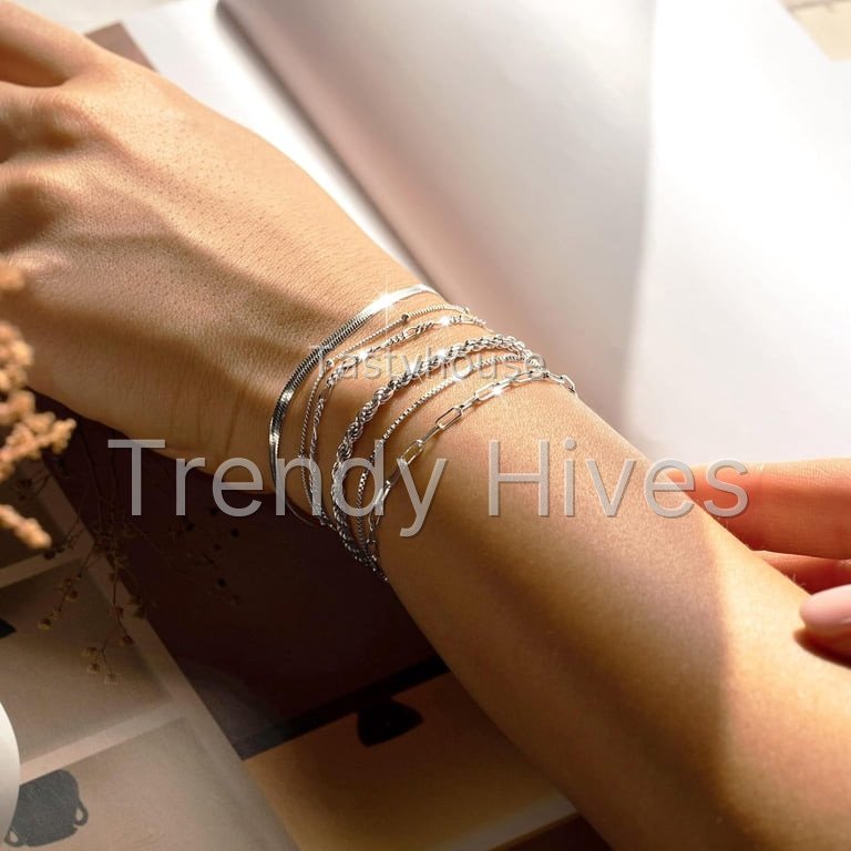Dainty Silver Bracelets for Women Trendy