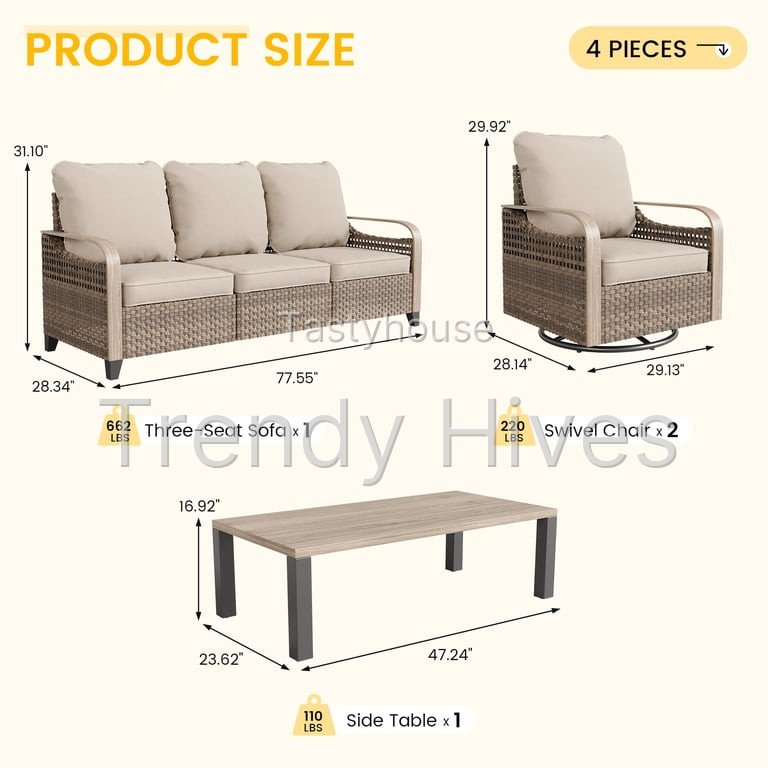 ELPOSUN 5-Seat Outdoor Patio Furniture Set