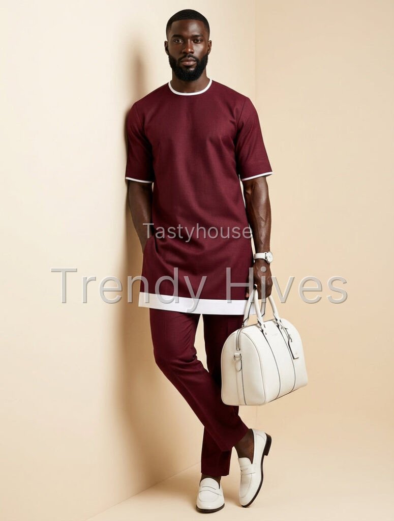 Burgundy Traditional Two-Piece Outfit