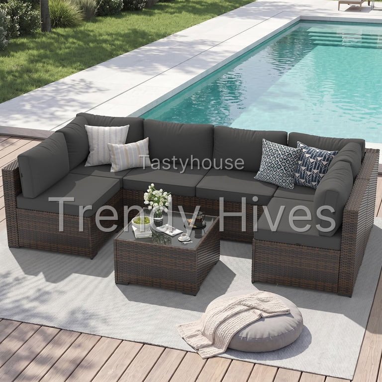 Sunmthink 7-Piece Wicker Patio Furniture Sets