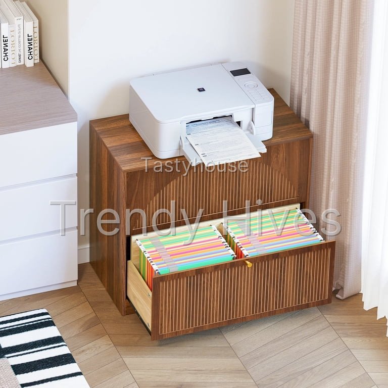 Walnut 2-Drawer Wood File Cabinet