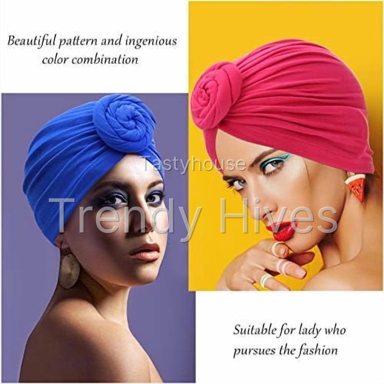 Pieces Turbans Head Wraps for Women Soft Pre Tied Knot Fashion Headwear Cap Headwrap Hat