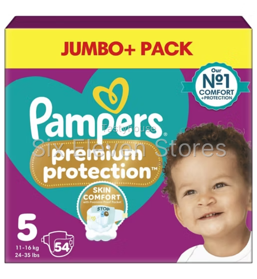 Pampers Premium Protection Size 5, 54 Nappies, 11kg – 16kg, Jumbo Pack