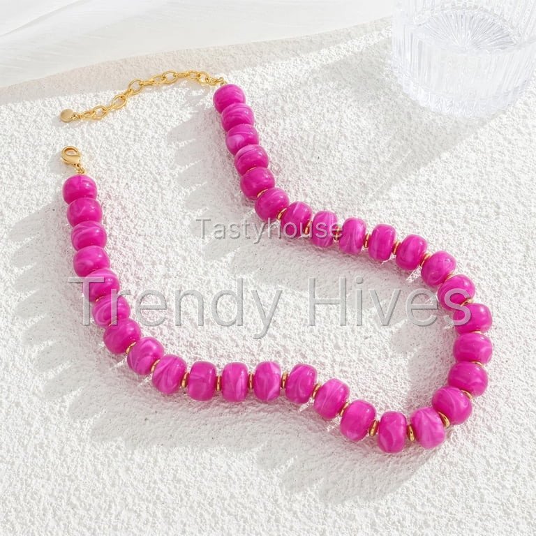 Leaf Resin Chunky Beaded Necklace for Women, Simple Modern Style Necklace Jewelry Accessory