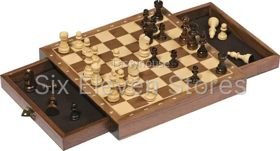Magnetic Wooden Chess Set with Drawers