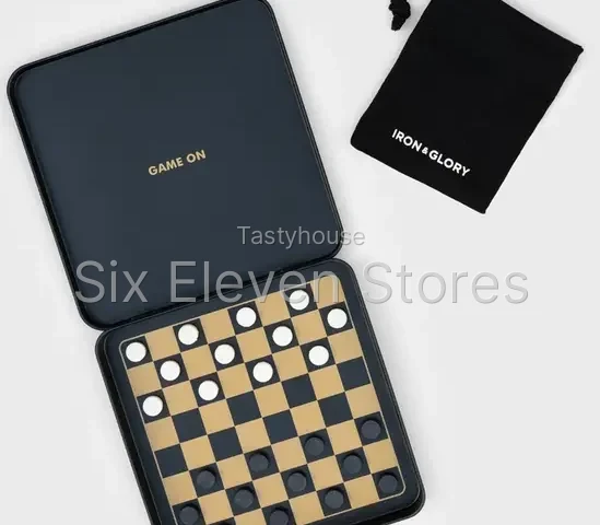 Portable Magnetic Checkers Set with Carry Pouch