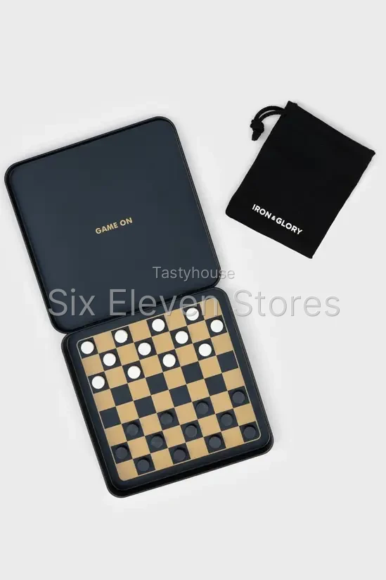 Portable Magnetic Checkers Set with Carry Pouch