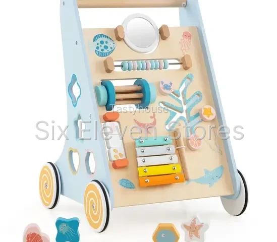 Gymax Wooden Baby Walker Push and Pull Learning Activity Center