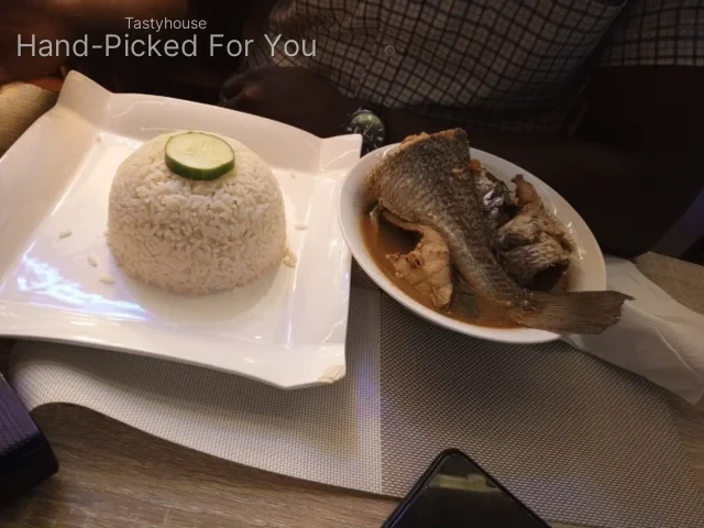 Full Catfish Pepper Soup with Steamed Rice